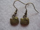 HELLO KITTY Antique Brass Earrings