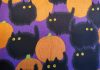 SCARDY CATS in PURPLE Catnip Blanket